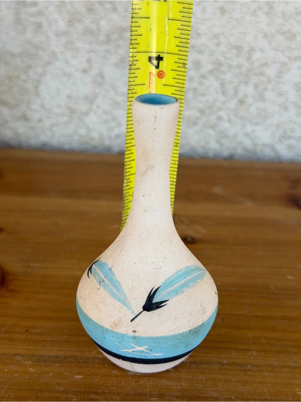 Handcrafted Sandstone Feather Vase in Light Blue